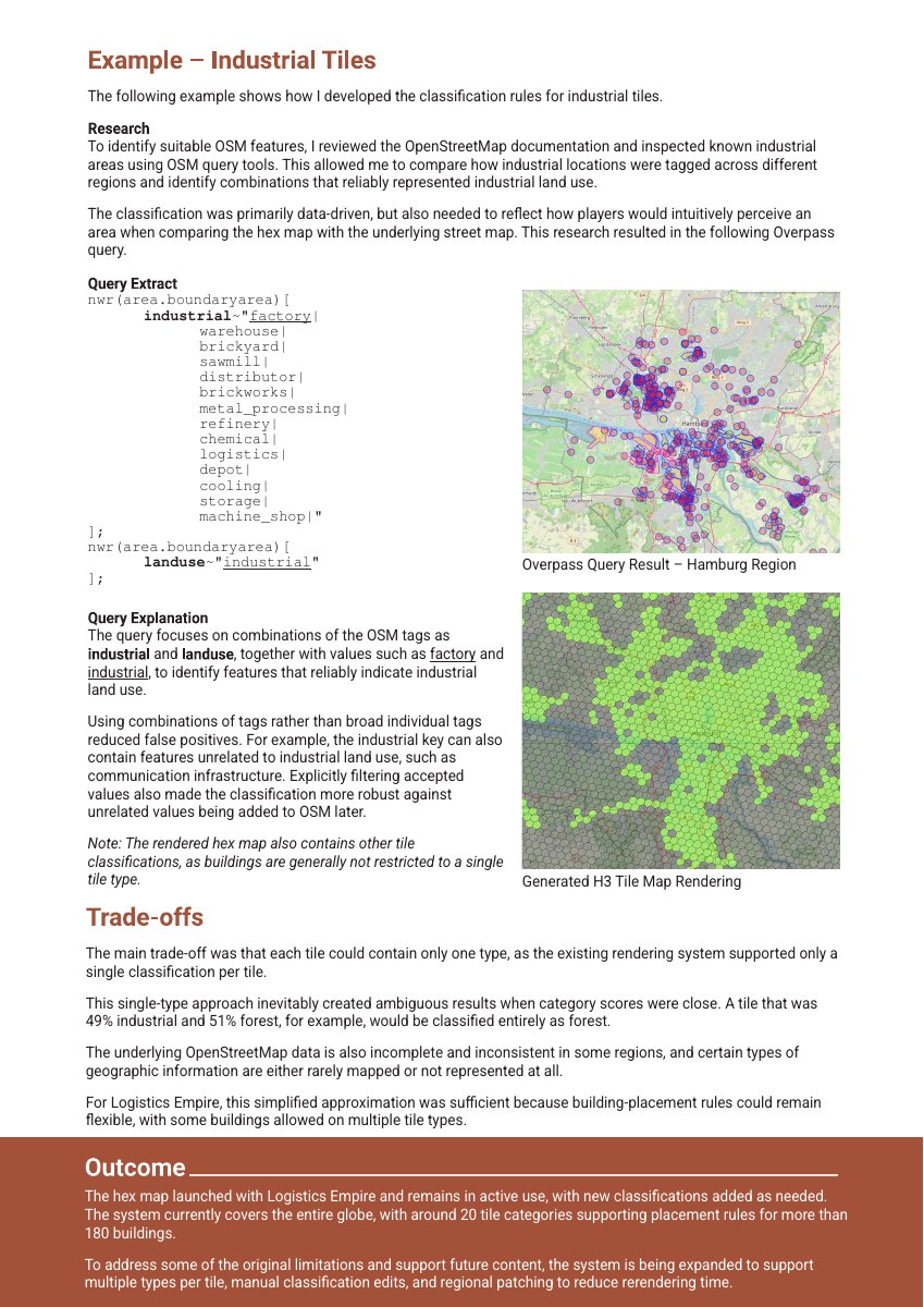 Preview of the H3 Hex Map case study showing OpenStreetMap data and generated hex classifications
